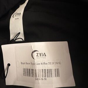 ZYIA Black Neon Tape Luxe Hi-Rise Leggings